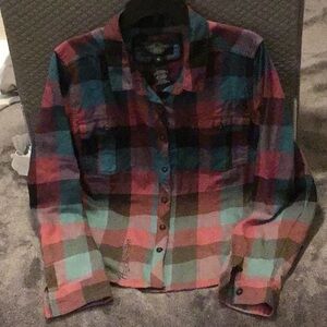 Multicolor Harley Davidson Woman’s Plaid Button-Up Shirt